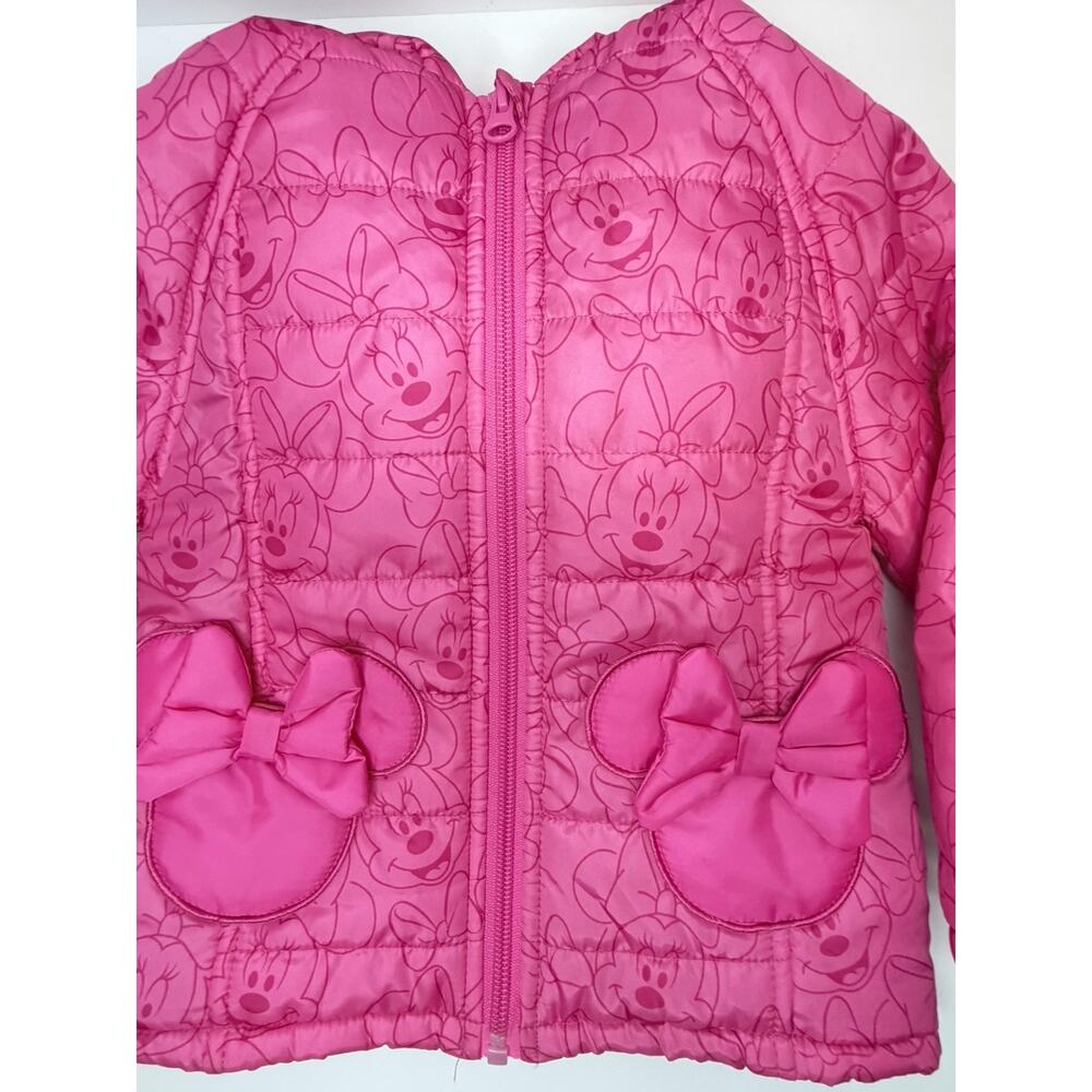 Disney‎ Collection Minnie Mouse All Over Print Hooded Puffer Jacket Pink Sz 2 - Picture 4 of 8